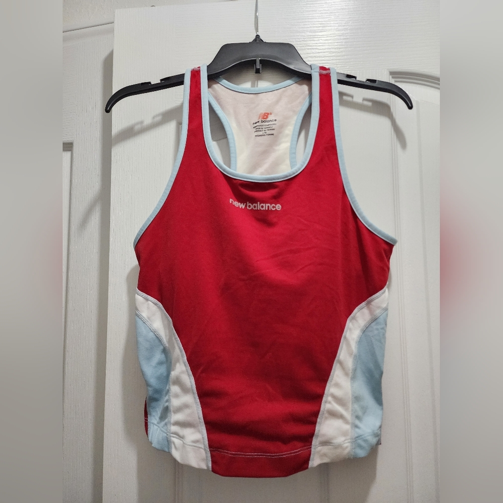 New Balance Red and Light Blue Crop Top